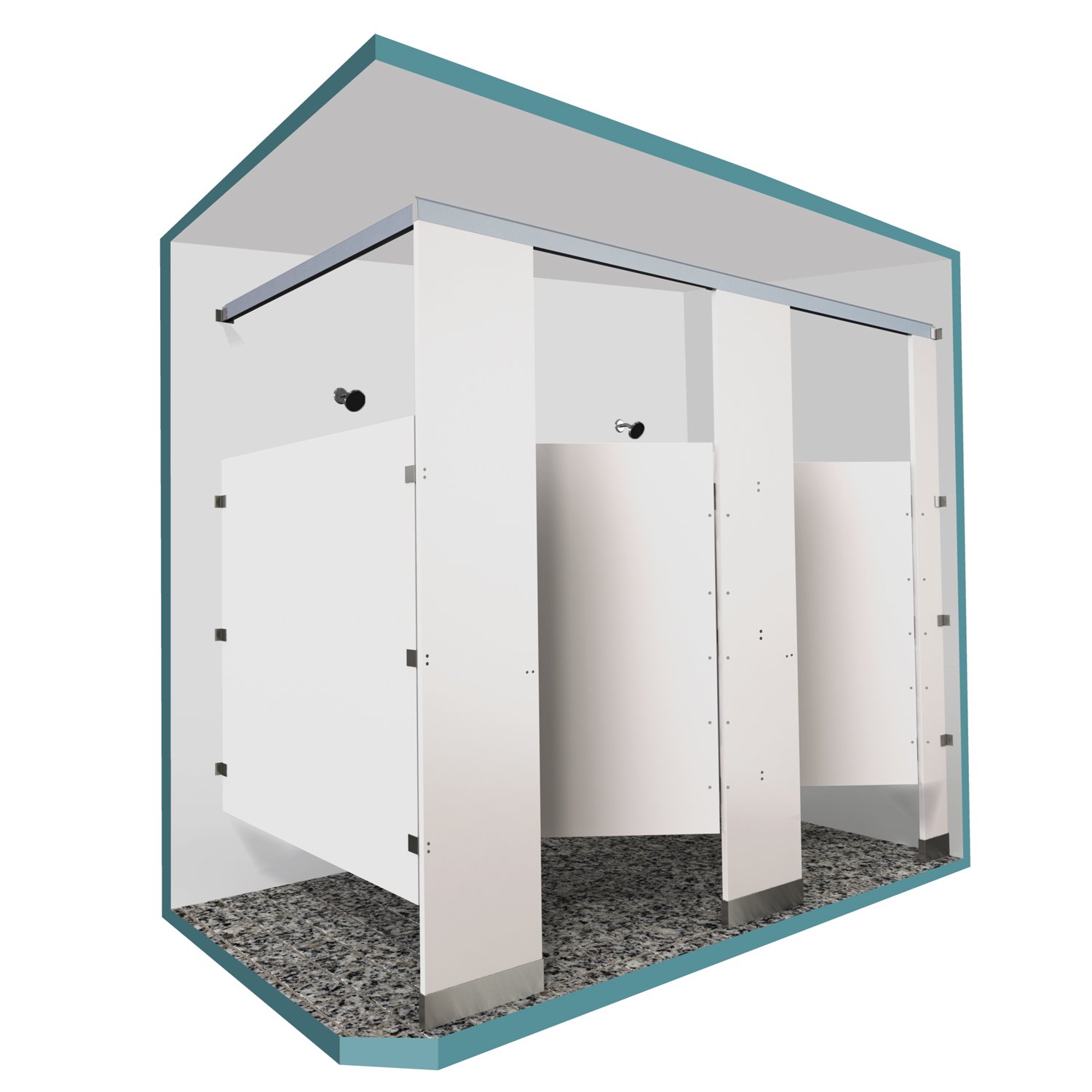 Floor-Mounted Overhead-Braced Shower Partitions