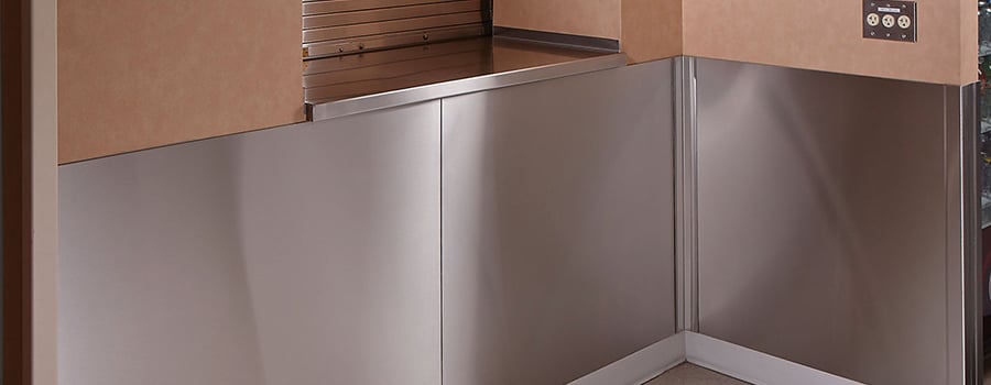 Stainless steel wall panels.