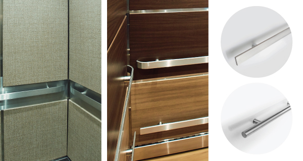 Four images of handrails in various profiles