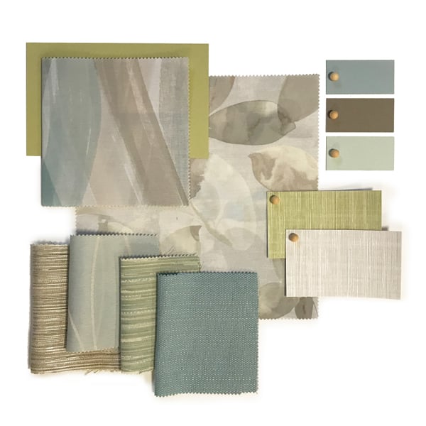 A flatlay of the 2020 Balance palette swatches that resemble harmony, botanicals, and neutral colors including tans, pastels, and creams. 