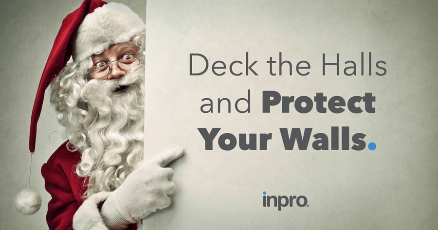 Santa peeking around a wall