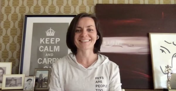 A screen capture of Aga Artka during an Interview with Inpro about the 2020 Collection and how the palettes have or haven’t changed. 