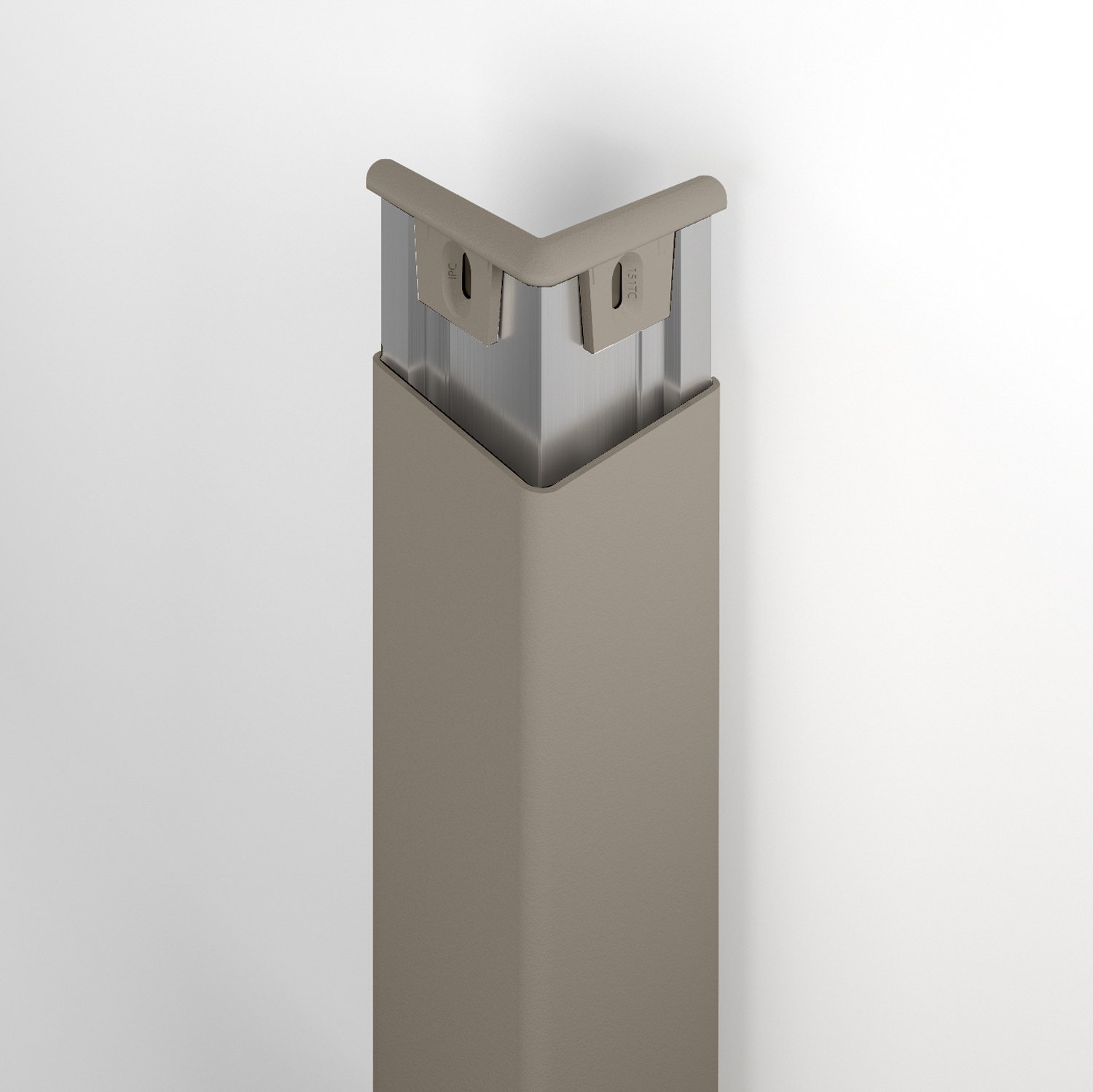 160 surface mount corner guard with aluminum retainer in shiprock gray