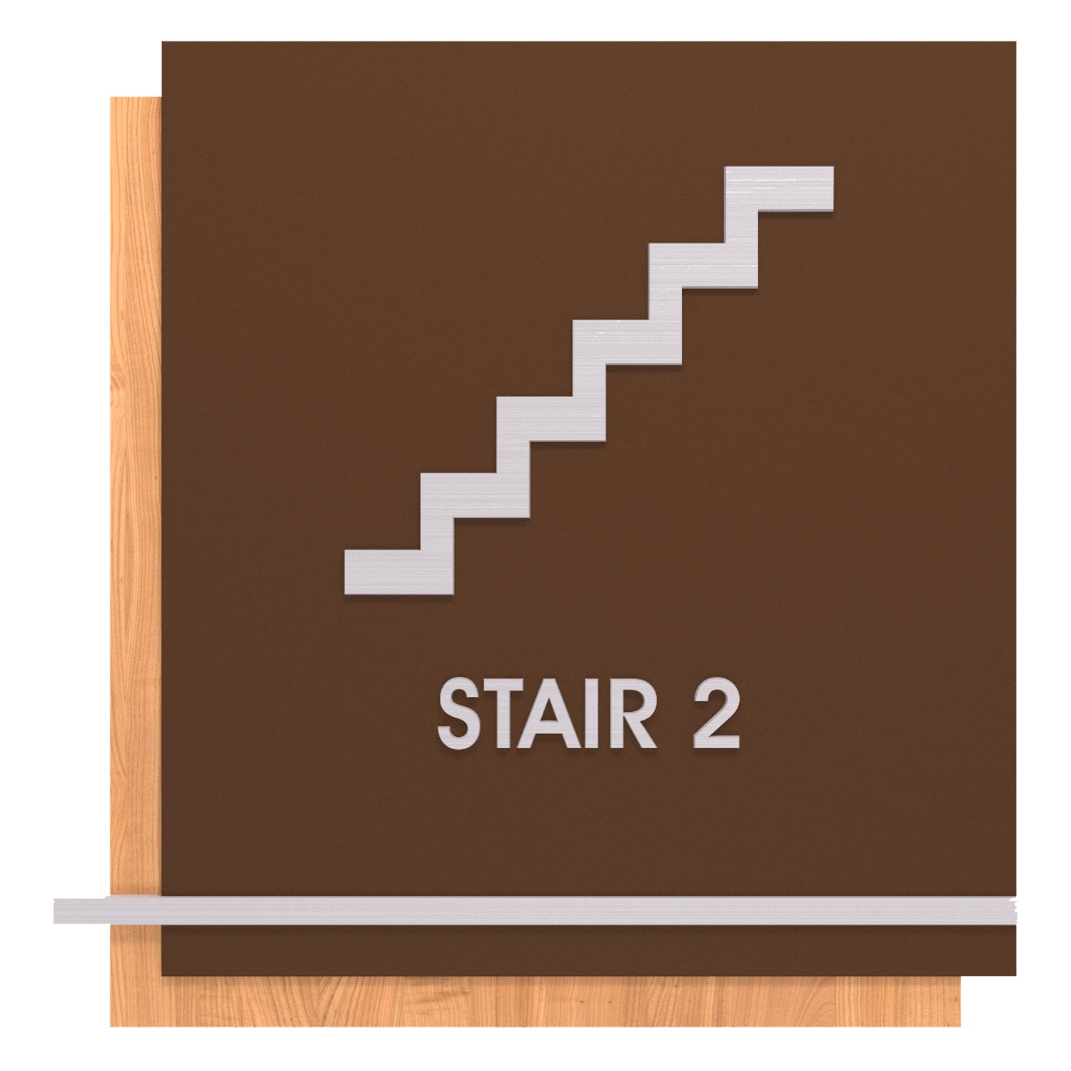 ADA stairs sign in brown and wood grain in Boston Standard Sign Design