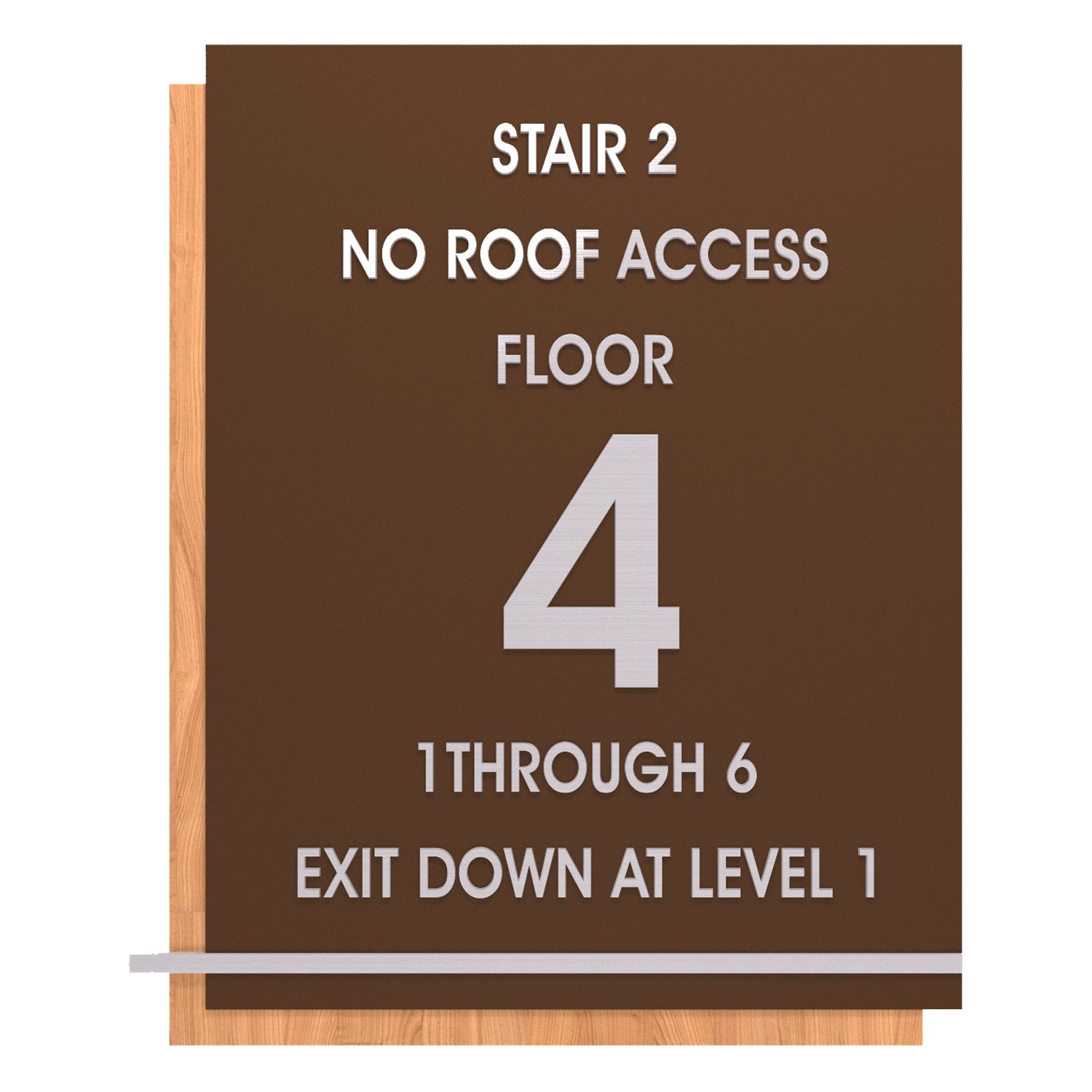Floor level information sign brown and wood grain in Boston Standard Sign Design
