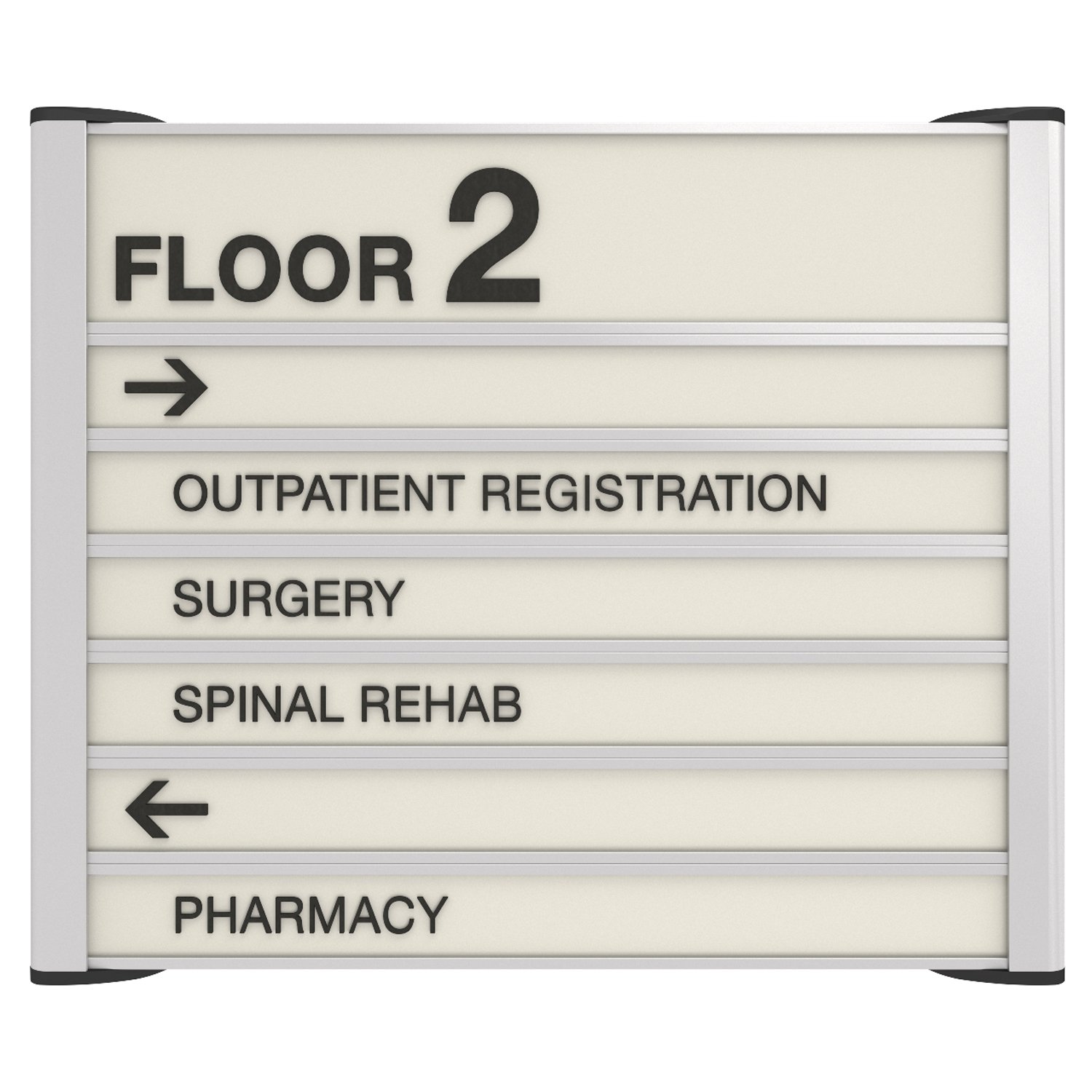 Floor directional sign with arrows in Contego Standard Sign Design