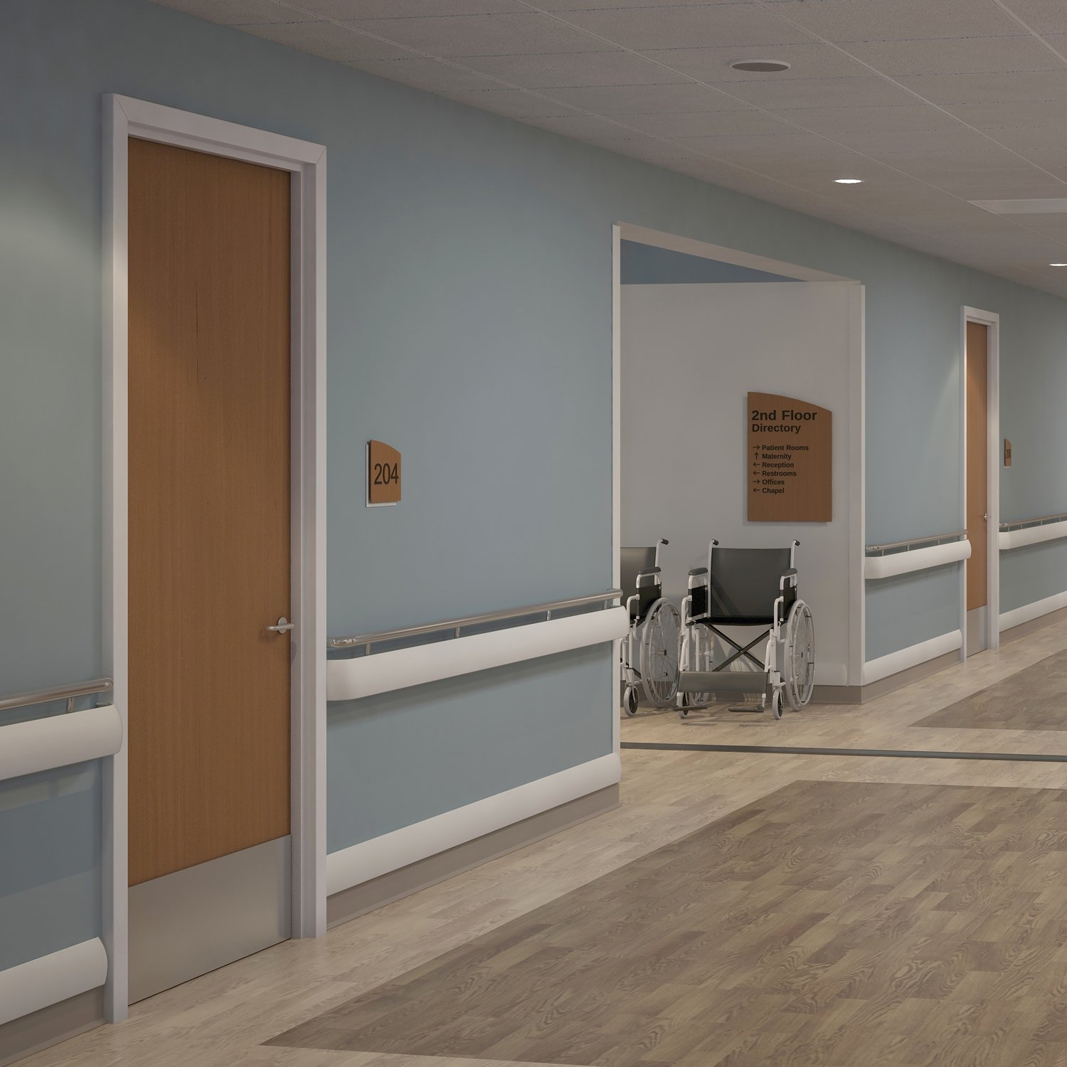Palladium Doors in a hospital corridor