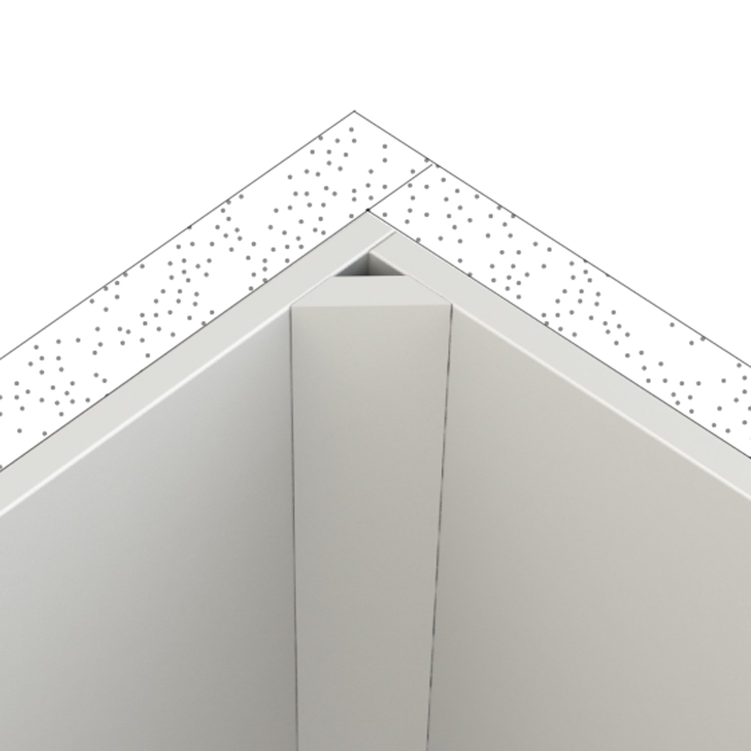 Inside wedge corner molding trim piece for BioPrism shower walls
