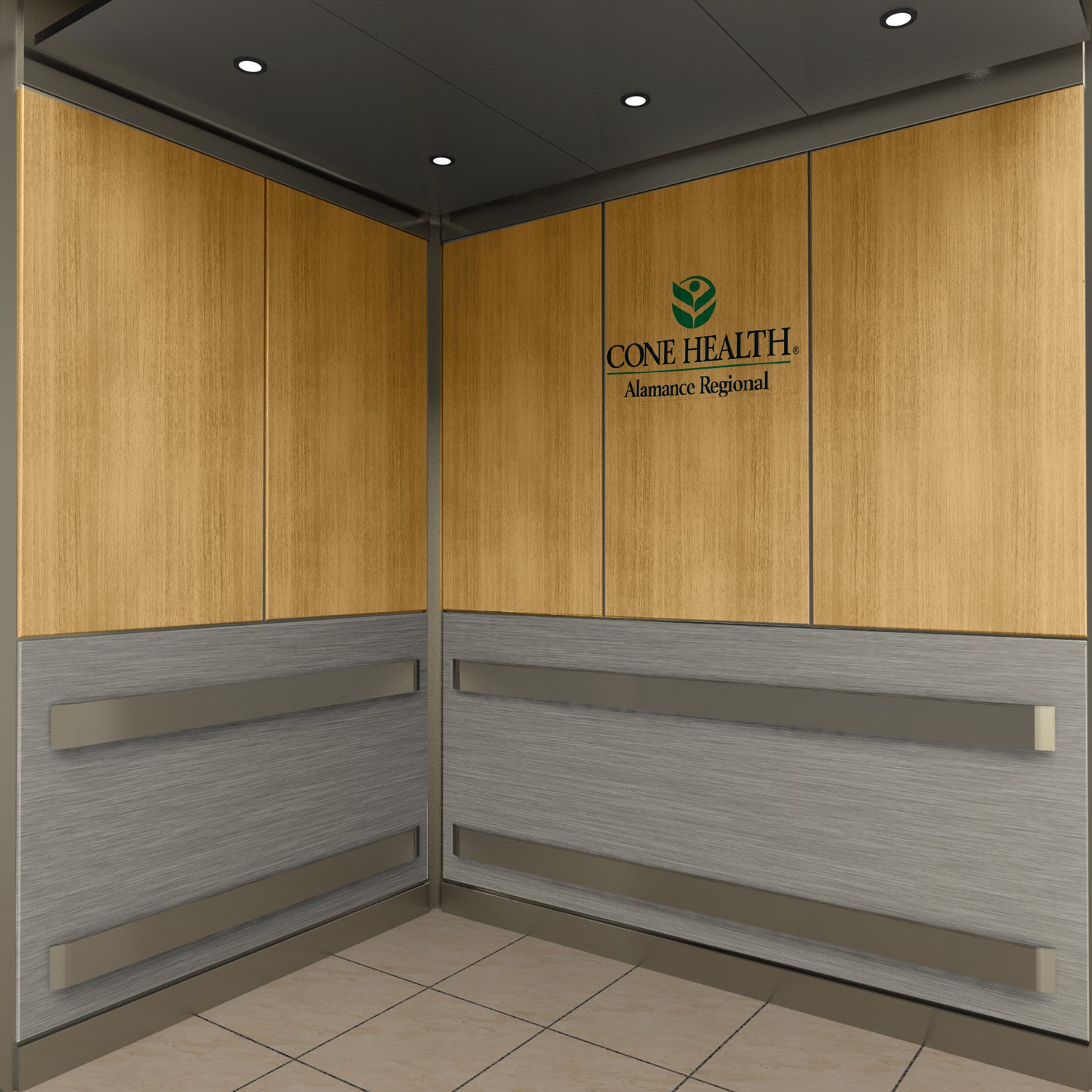 Orion elevator cab style with custom logo