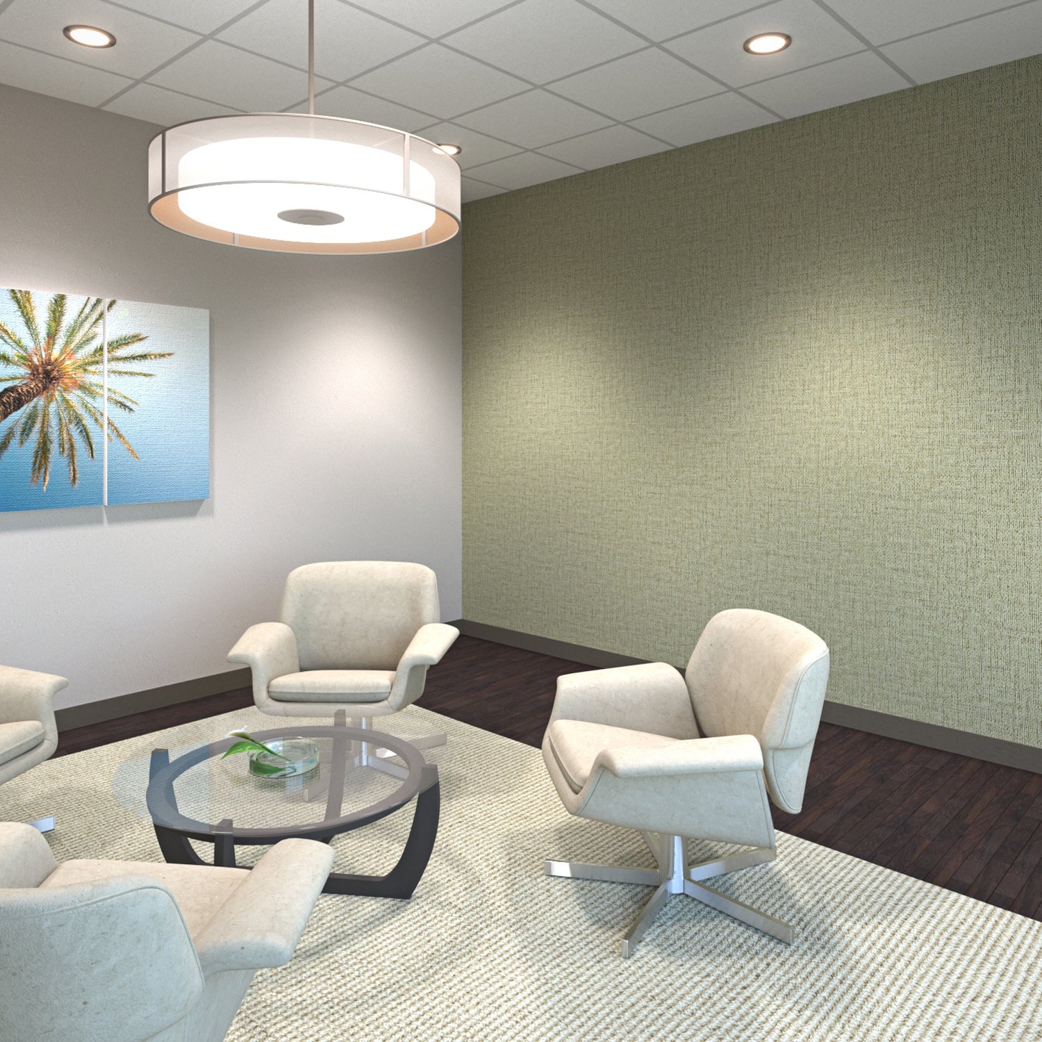 Ricochet® Spark Flexible Wall Protection in Sage Green on a wall in a waiting room
