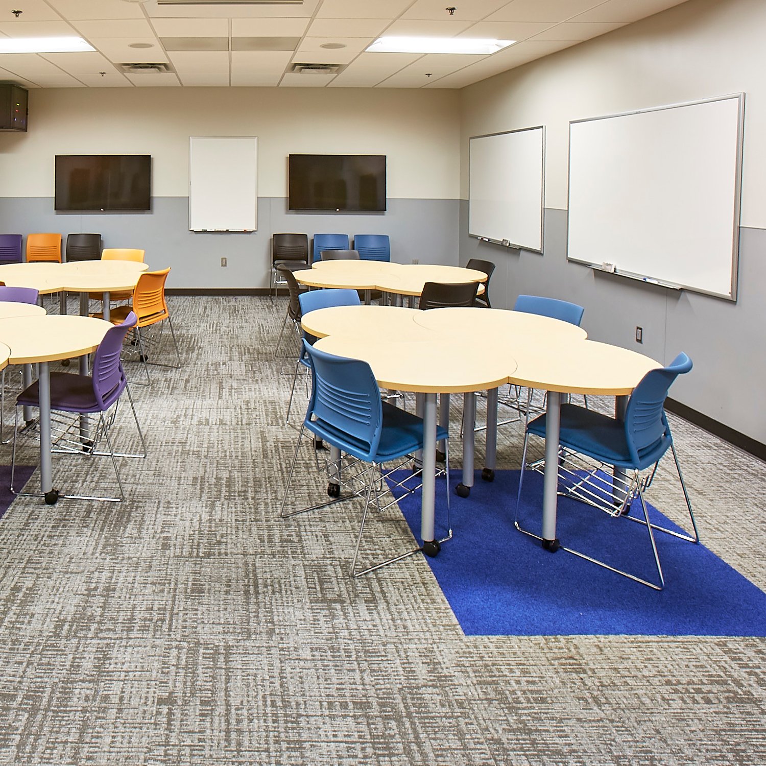 Gray rigid vinyl sheet with trim in classroom
