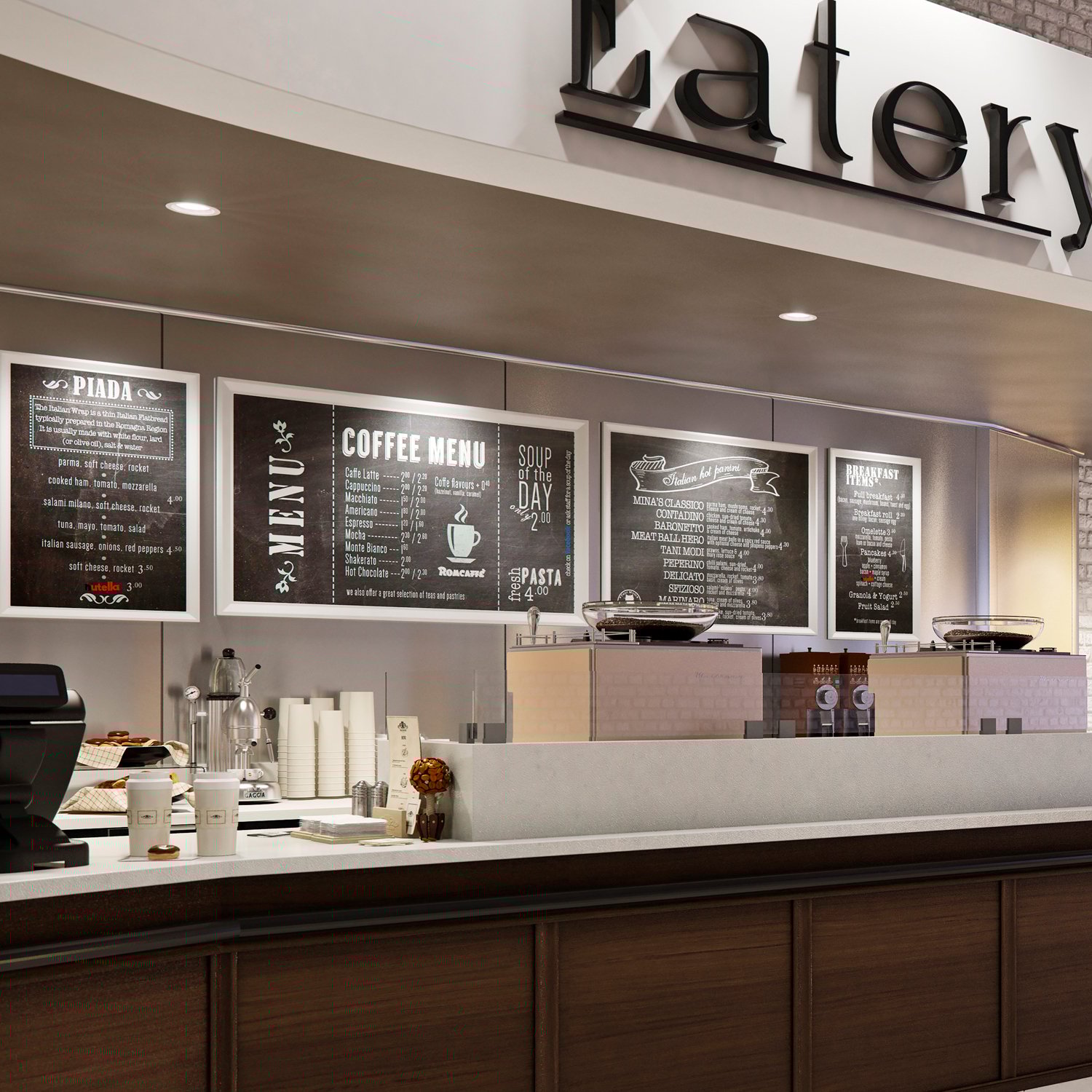 Stainless steel wall panels in an eatery