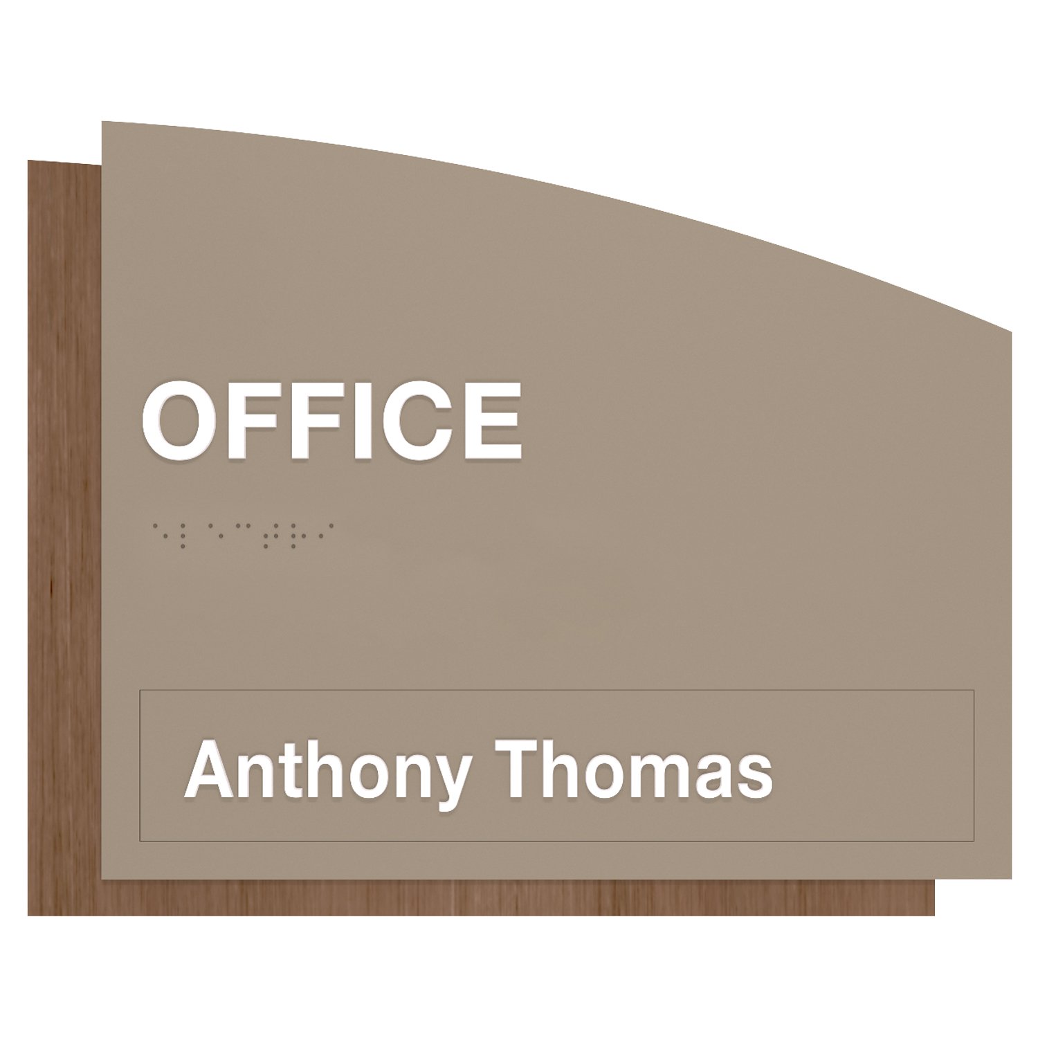 ADA office sign with magnetic name plate gray and wood grain in Sydney Standard Sign Design