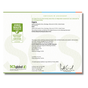 >Zero Waste Program Certificate